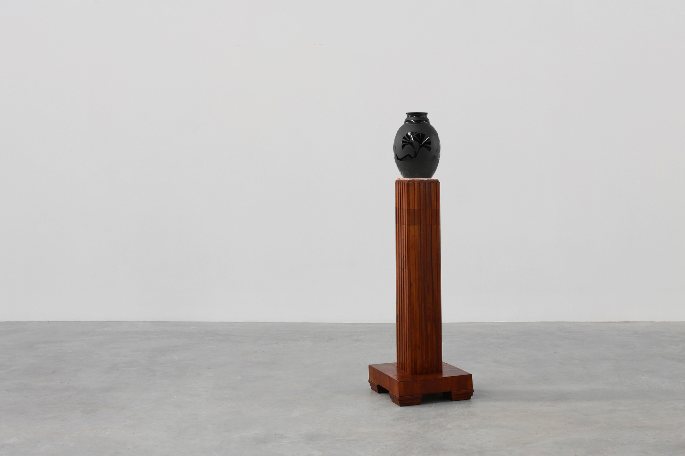 Art Deco oak and red marble pedestal or side table, France 1920sthumbnail